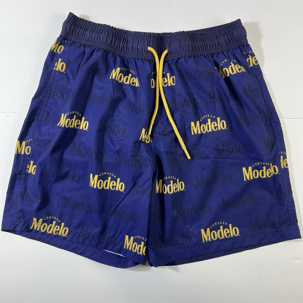 Men's Navy Blue Modelo‎ Swim Shorts Size Medium With Drawstring and Pockets